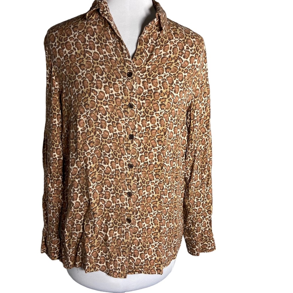 Betabrand Notorious RBG Leopard Print Blouse Size Medium